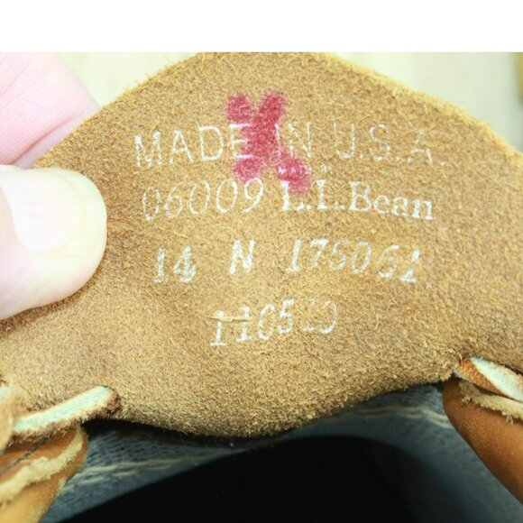 LL Bean Brown Rubber Slip On Unlined Moccasin Gumshoes Duck Boots Size 14 Narrow - Picture 7 of 7